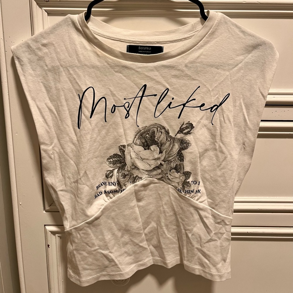 Bershka White Cropped Muscle Tee | US Size S